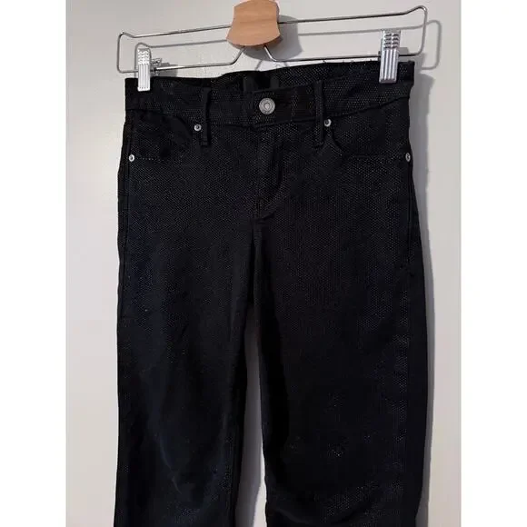 RTA dark navy black sparkle cotton velvet Kiki flare crop cropped jeans pants - Picture 6 of 12